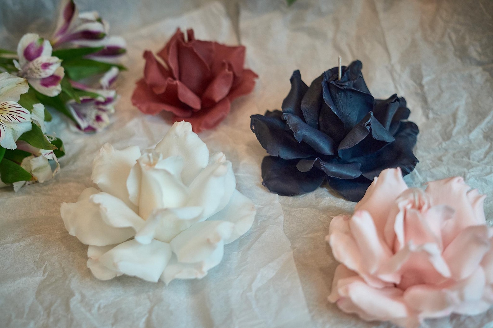 Realistic Beeswax Rose Candle