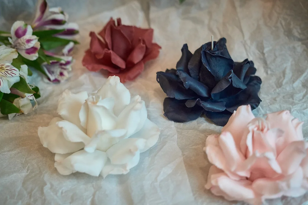 Realistic Beeswax Rose Candle