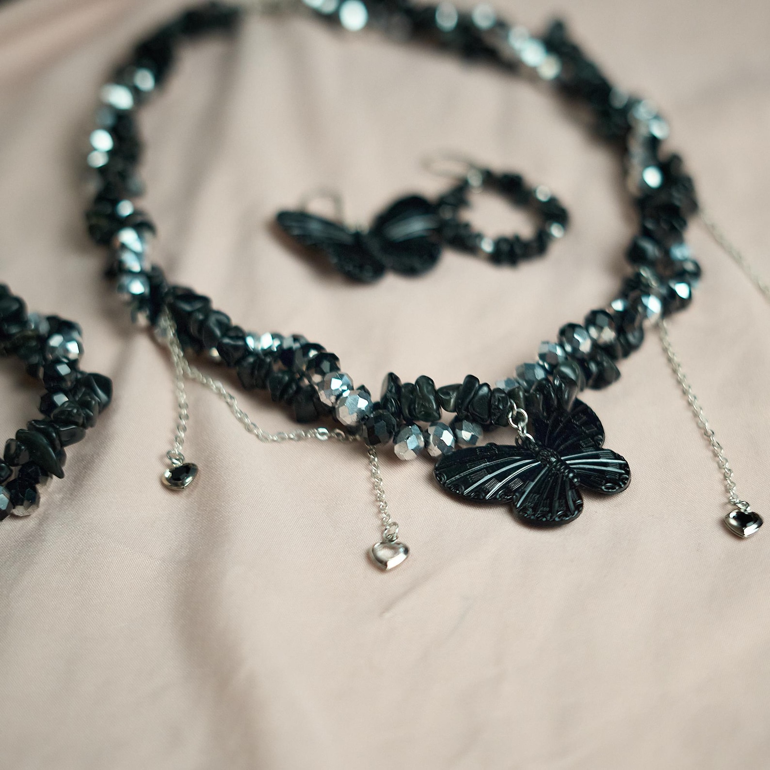 Black Obsidian Butterfly Choker 2