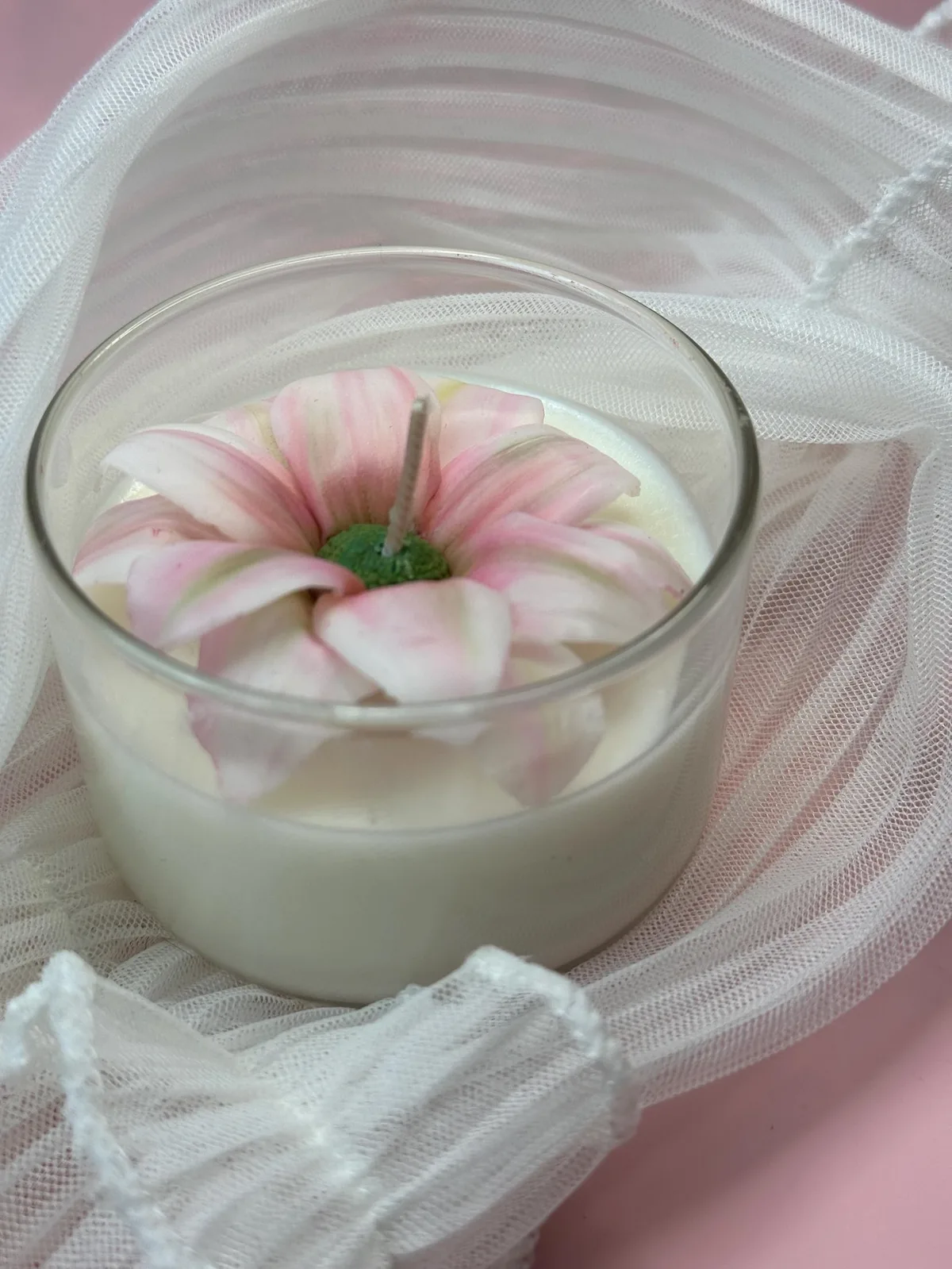 Realistic Flower Candle in Glass