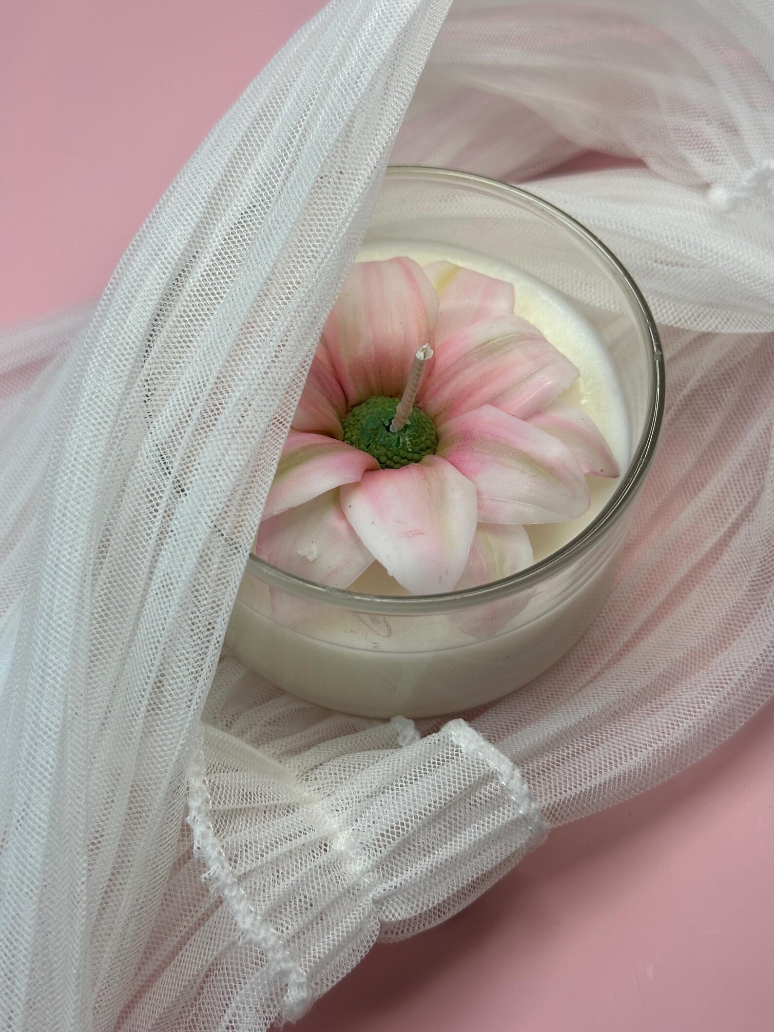 Realistic Flower Candle in Glass 2