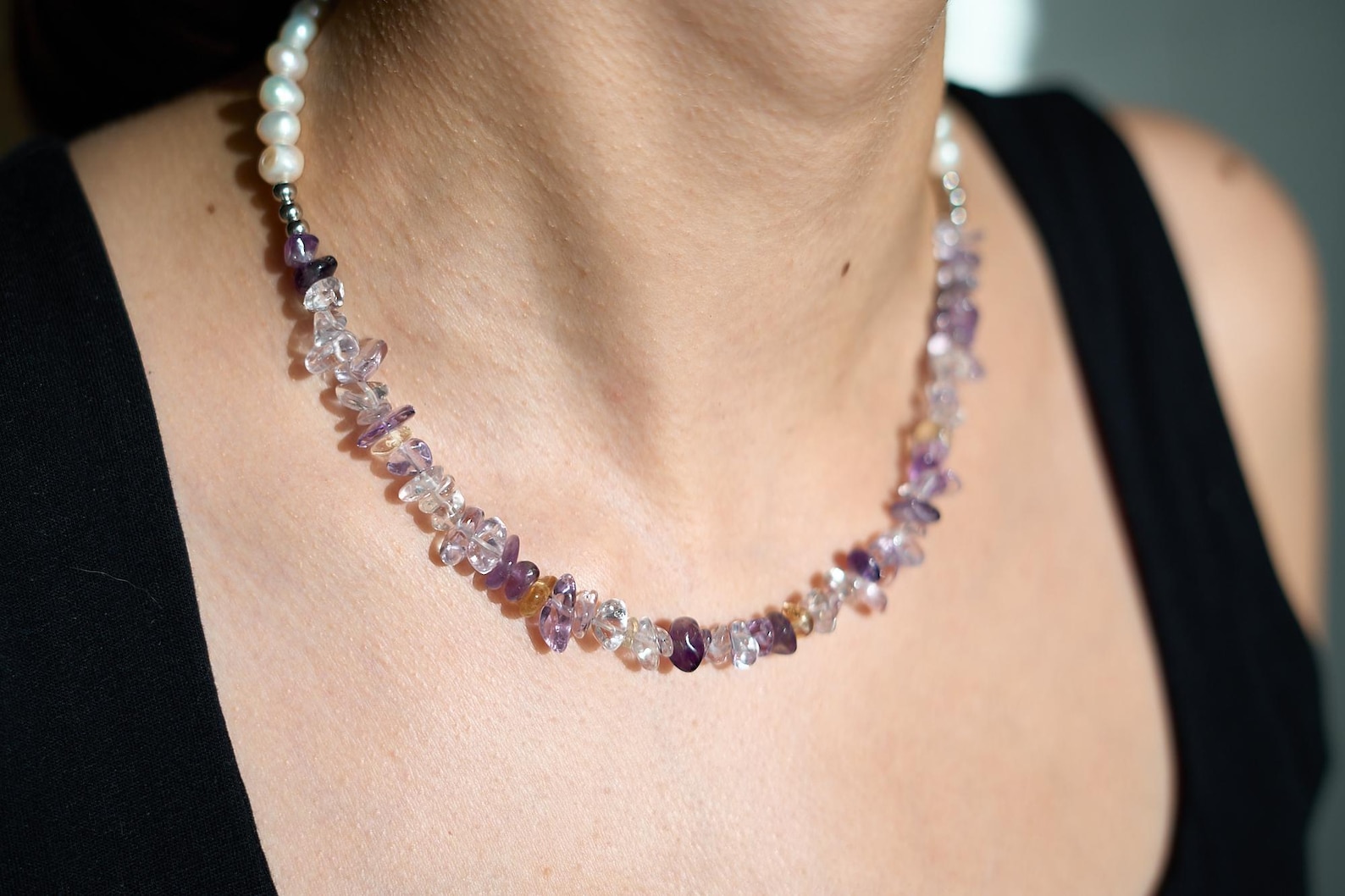 Freshwater Pearl Ametrine Choker 2