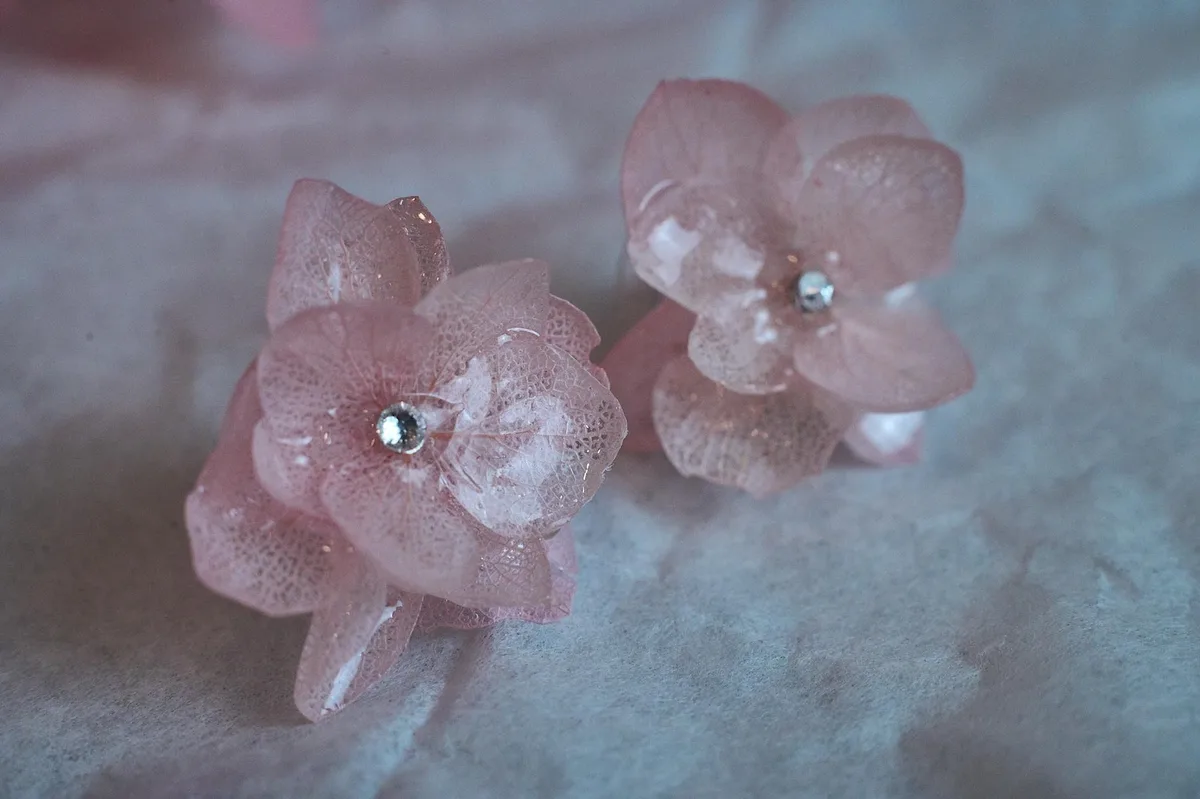 Real Hydrangea Flower Stud Earrings
