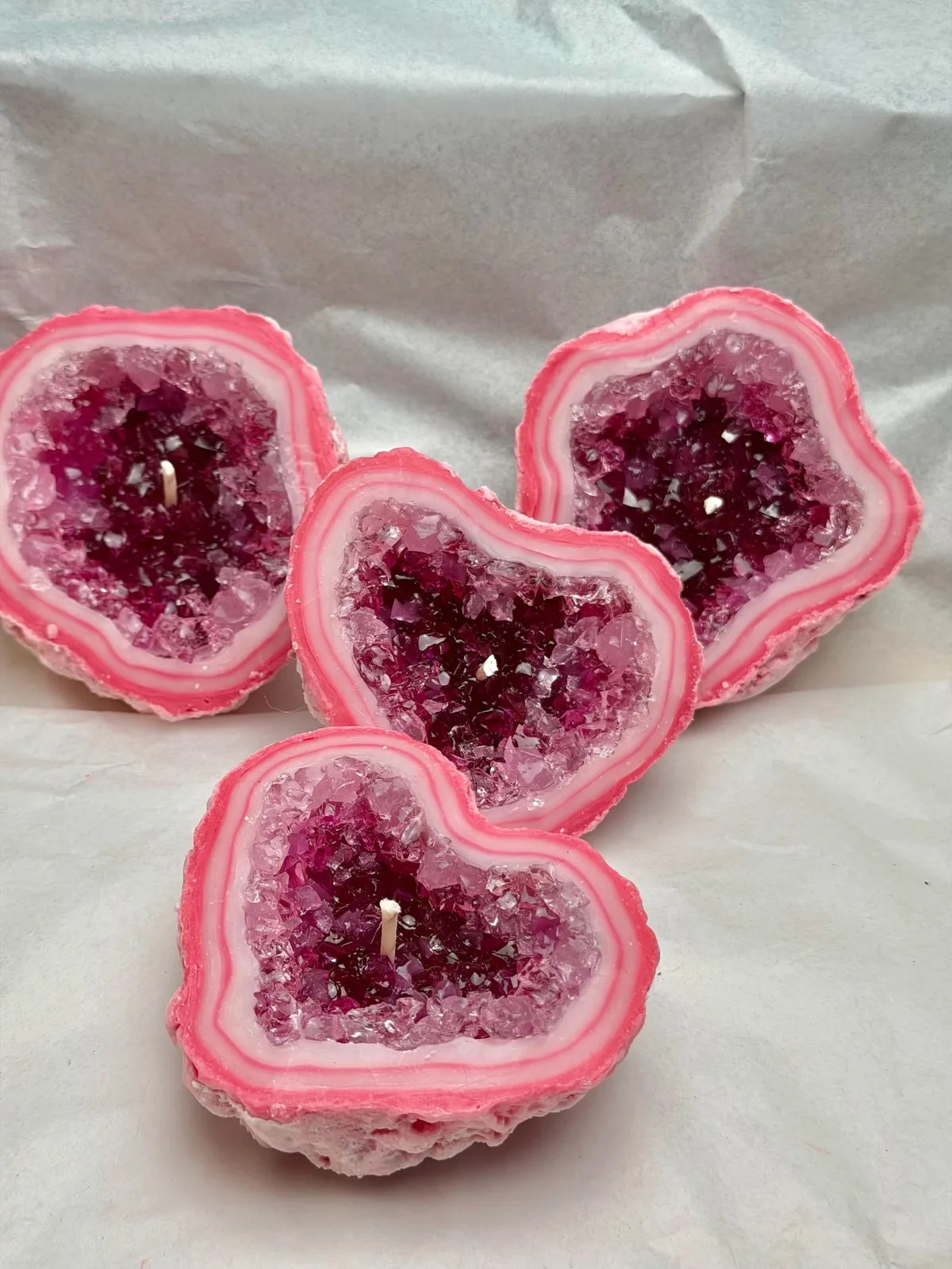 Pink Quartz Geode Candle
