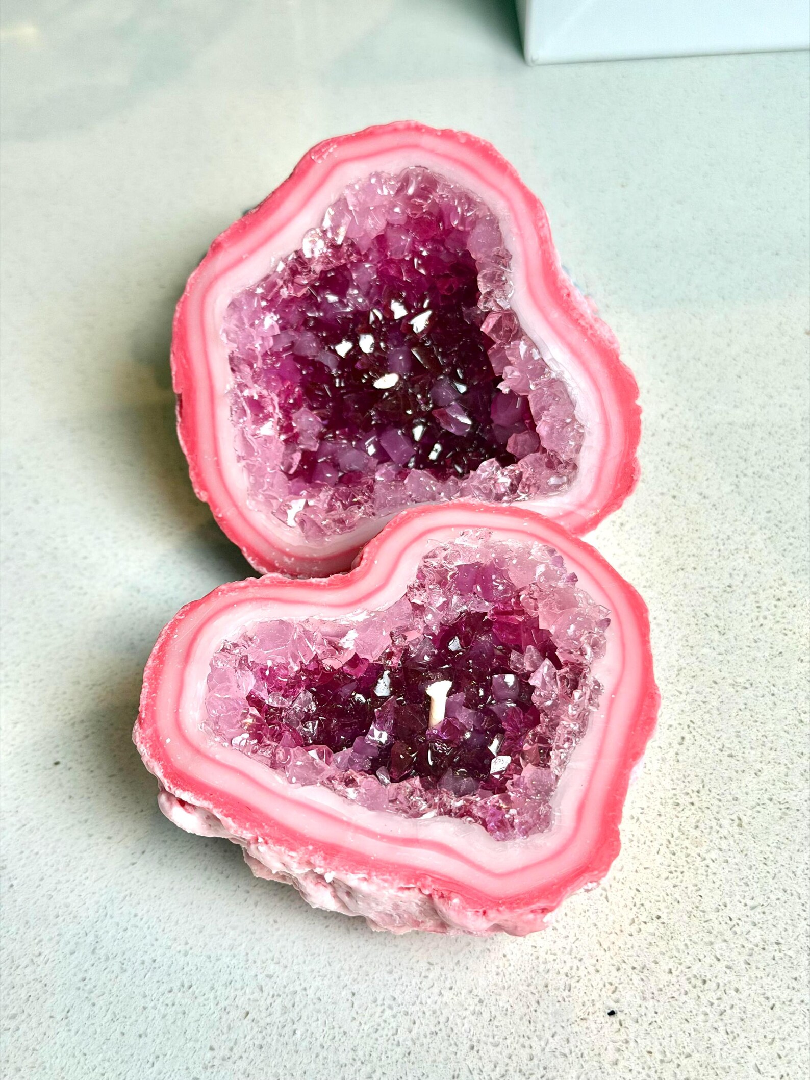 Pink Quartz Geode Candle 3