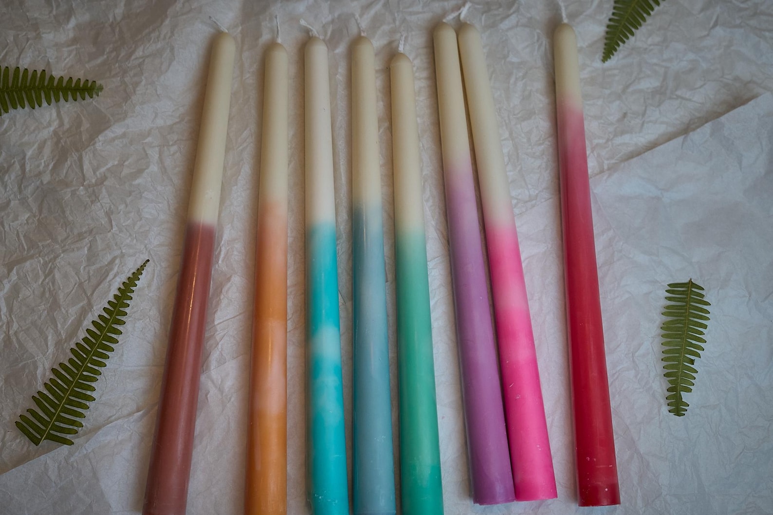 Rainbow Ombre Taper Candles