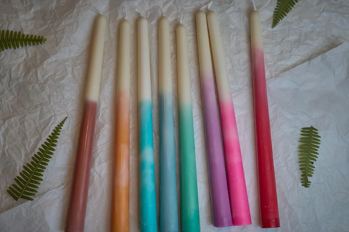Rainbow Ombre Taper Candles