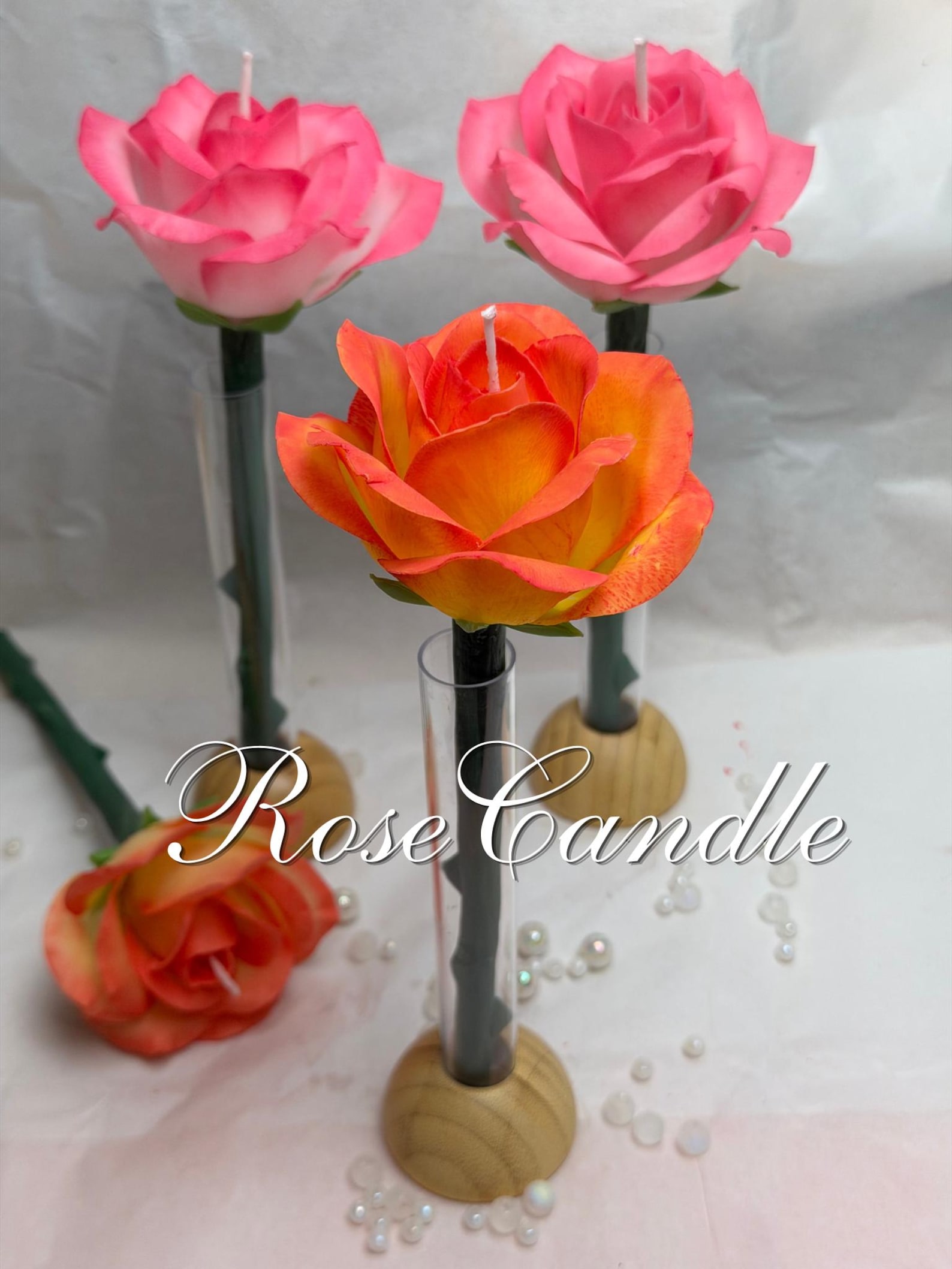 Realistic Rose Candle on Stem