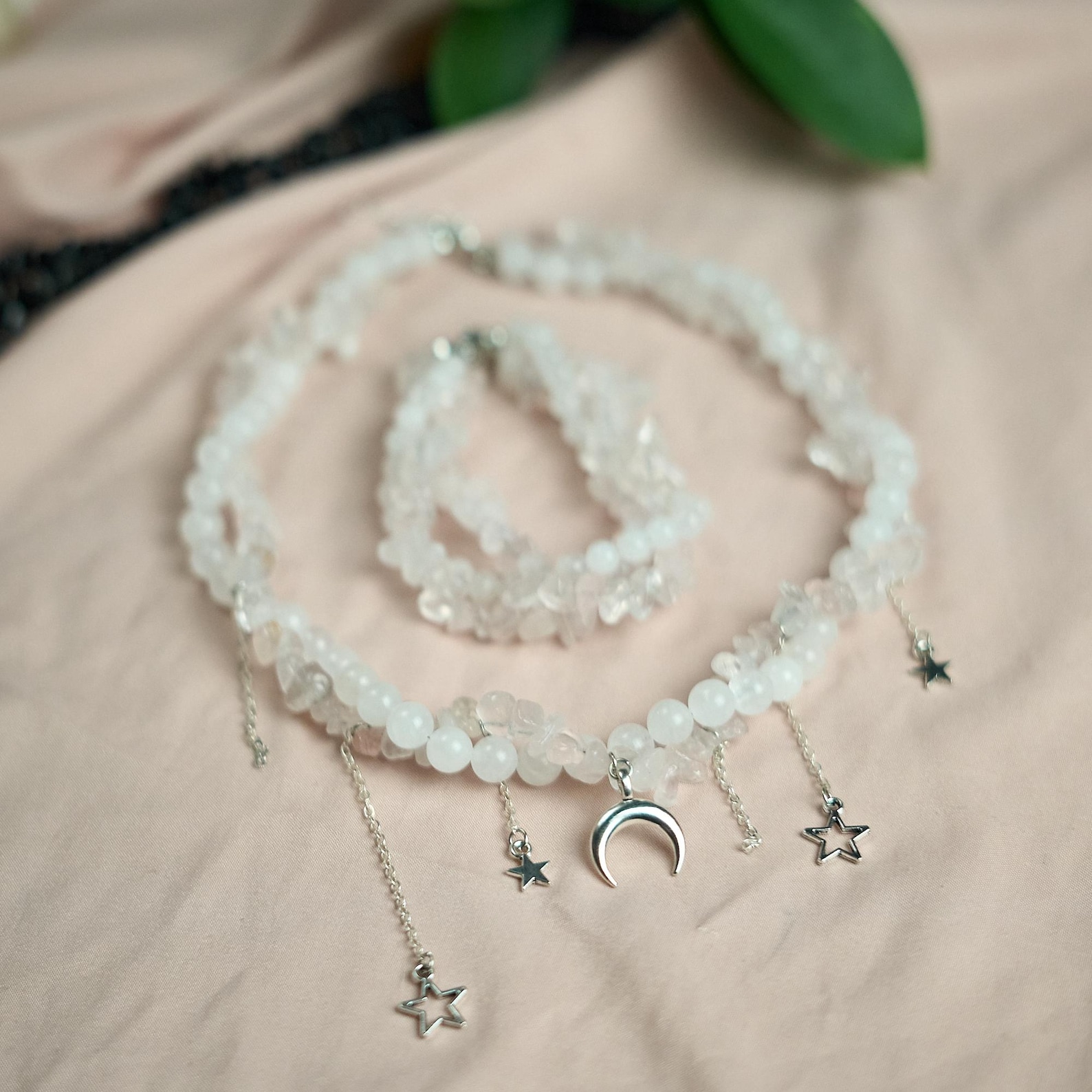 Rose Quartz Moon Choker