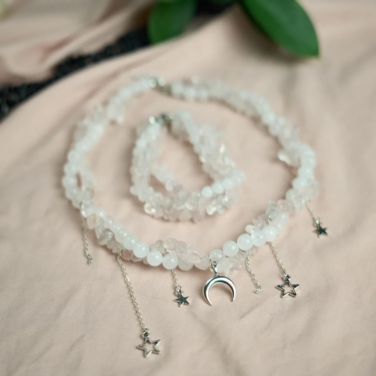 Rose Quartz Moon Set