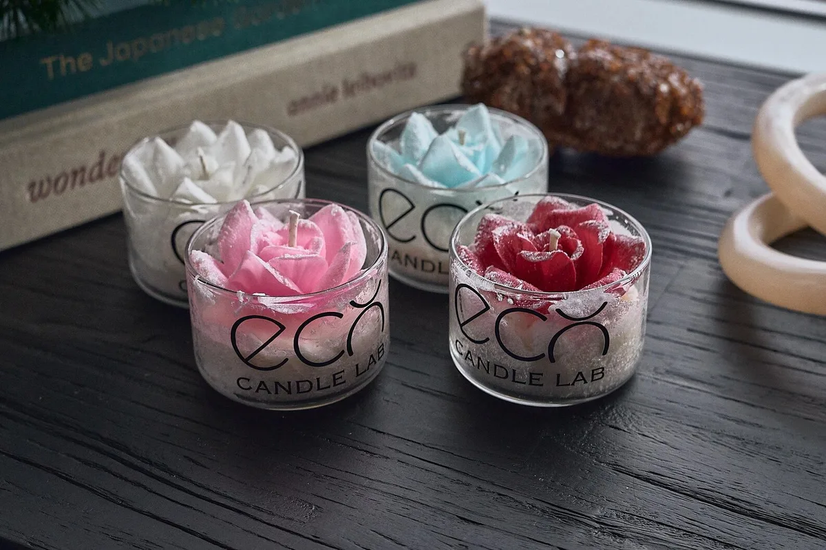 Frosted Beeswax Rose Candle